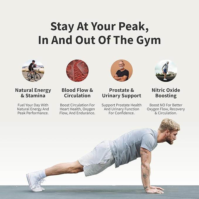 PROSTATE HEALTH + NITRIC OXIDE - Suplemento nutricional para la salud prostática y energía masculina