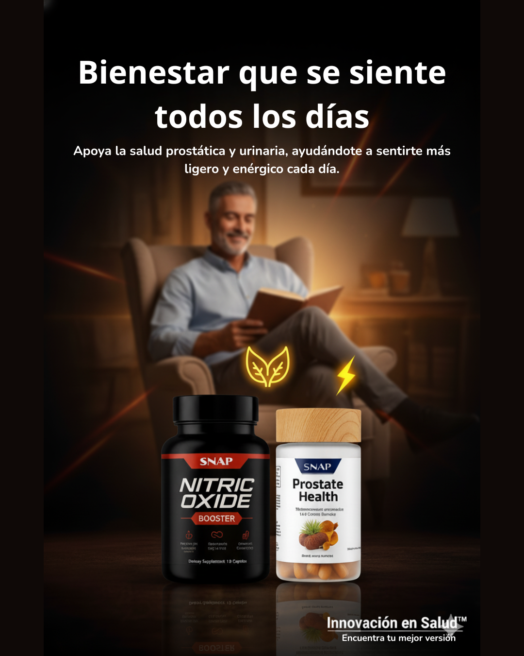 PROSTATE HEALTH + NITRIC OXIDE - Suplemento nutricional para la salud prostática y energía masculina