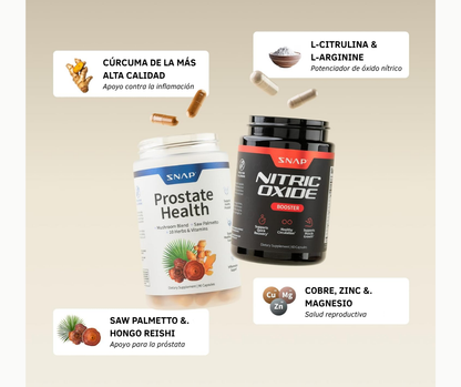 PROSTATE HEALTH + NITRIC OXIDE - Suplemento nutricional para la salud prostática y energía masculina
